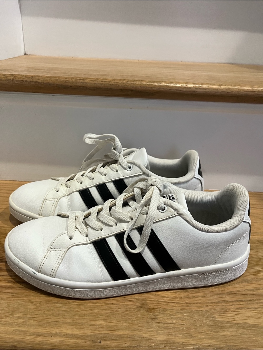 adidas White Sneakers with Black Stripes